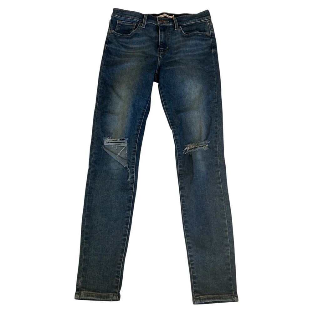 Levi’s 720 high rise super skinny medium wash distressed jeans